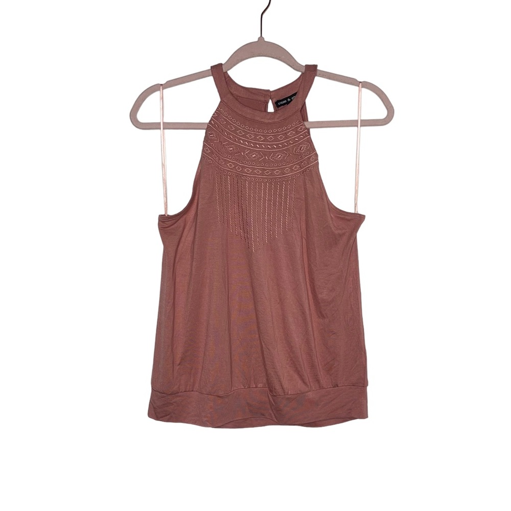 CABLE GAUGE Mauve Tank it’s Aztec Embroidery M NWOT - Picture 6 of 12